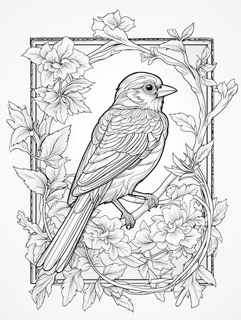 Free Photo bird coloring page line art