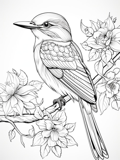 Free Photo bird coloring page line art