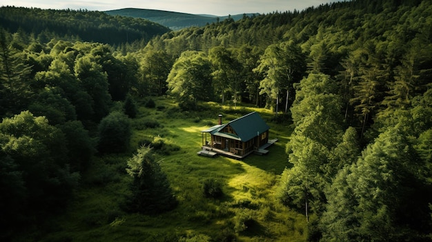 Free Photo bird'seye view of a quaint cabin in the woods