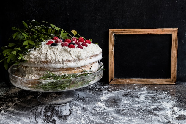 Birthday cake decorated with berries