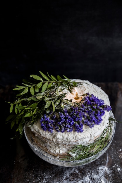 Birthday cake decorated with flowers