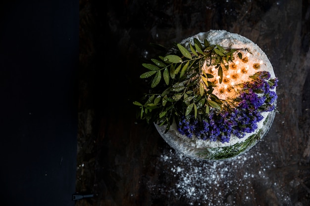 Birthday cake decorated with flowers