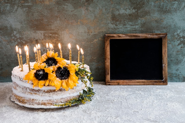 Birthday cake decorated with flowers