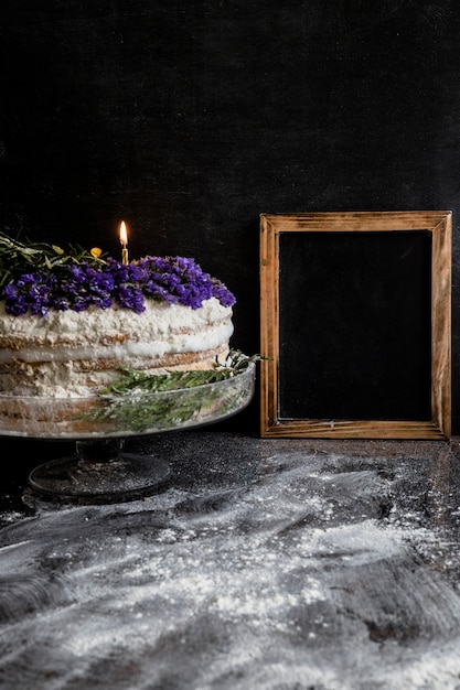 Birthday cake decorated with flowers