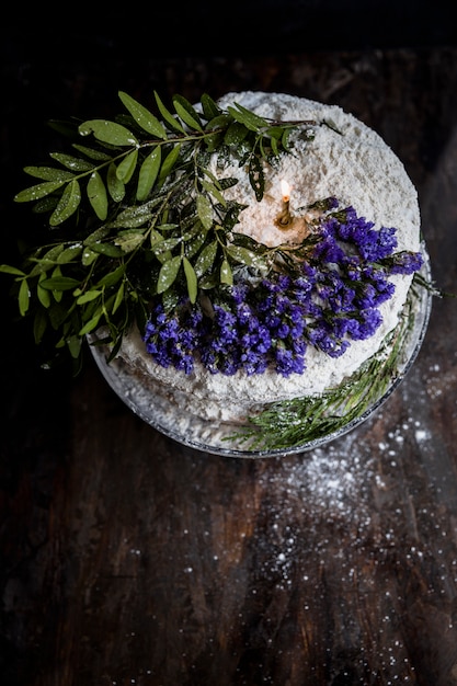 Birthday cake decorated with flowers