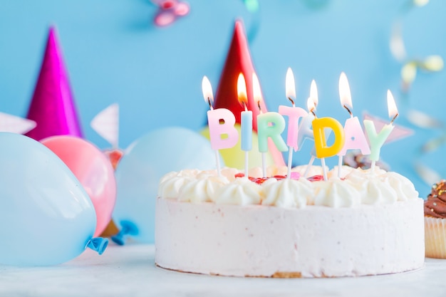 Free photo birthday candles on cake