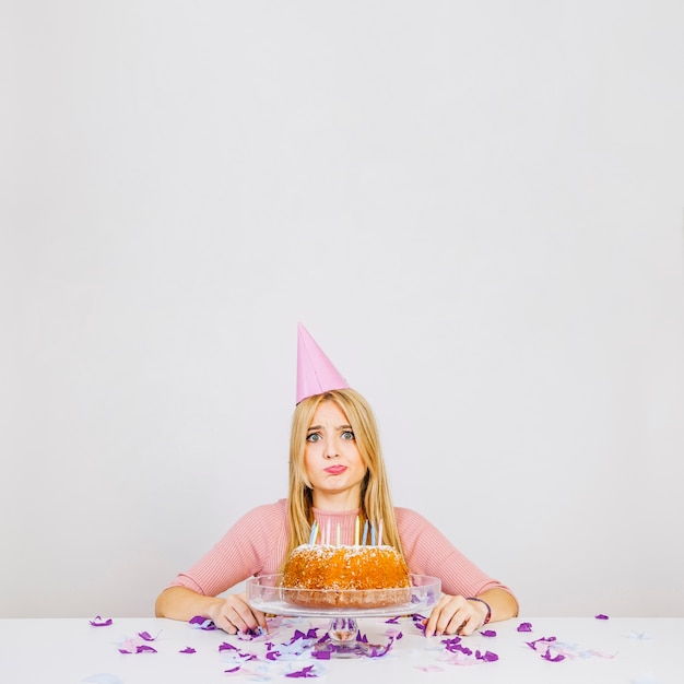 Free photo birthday concept with angry woman