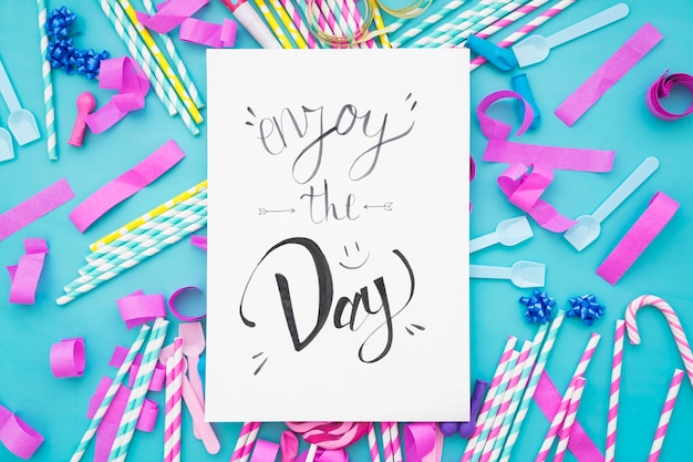 Free photo birthday decoration with vertical paper