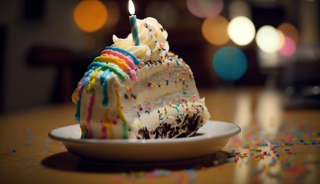 Free photo birthday dessert candle food celebration sweet gourmet party generative ai