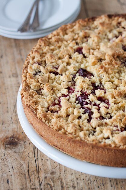 Biscuit cake with cherries