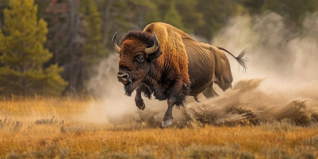 Free Photo bison in the wild on a sunny day