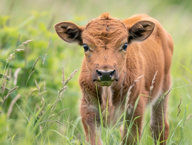 Free Photo bison in the wild on a sunny day