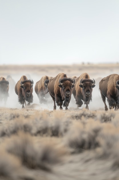 Free Photo bison in the wild on a sunny day