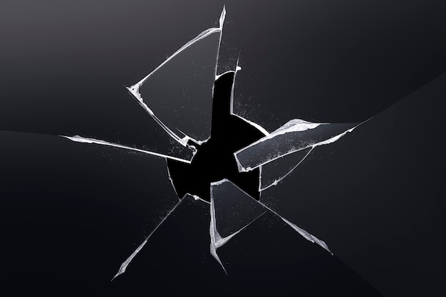 Free Photo black background with shattered glass texture