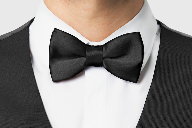 Free photo black bow tie psd formal wear close up