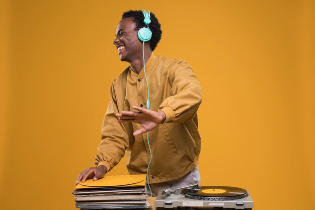 Black boy posing with headphones