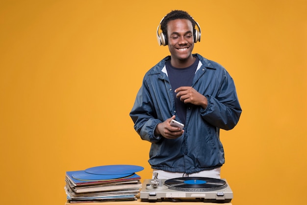 Black boy posing with headphones