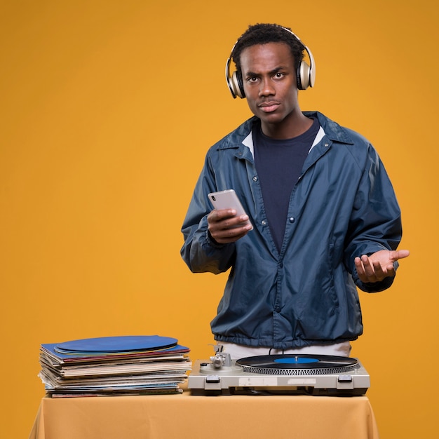 Black boy posing with headphones