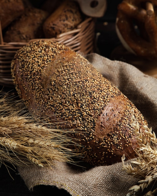 Black bread on the table