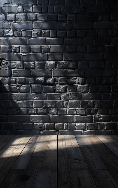 Free photo black brick wall surface texture