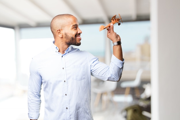 Free photo black businessman happy expression