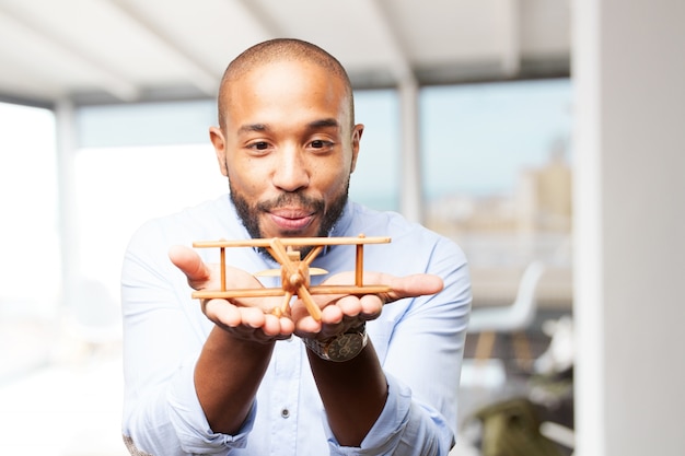 Free Photo black businessman happy expression