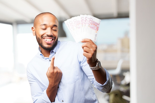 Free photo black businessman happy expression