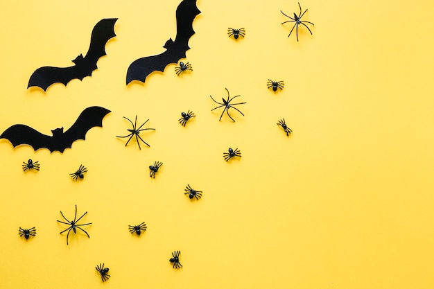 Free Photo black decorative bats and spiders