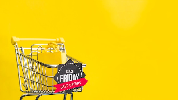 Free photo black friday best offers inscription on yellow background