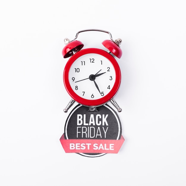 Free Photo black friday best sale with alarm clock