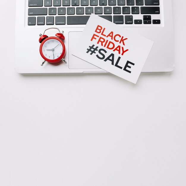 Black friday card on laptop