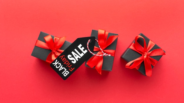 Free photo black friday composition on red background