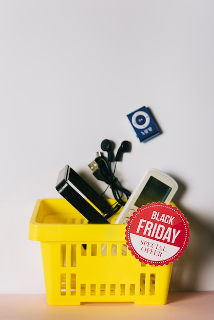 Free Photo black friday composition with products in basket