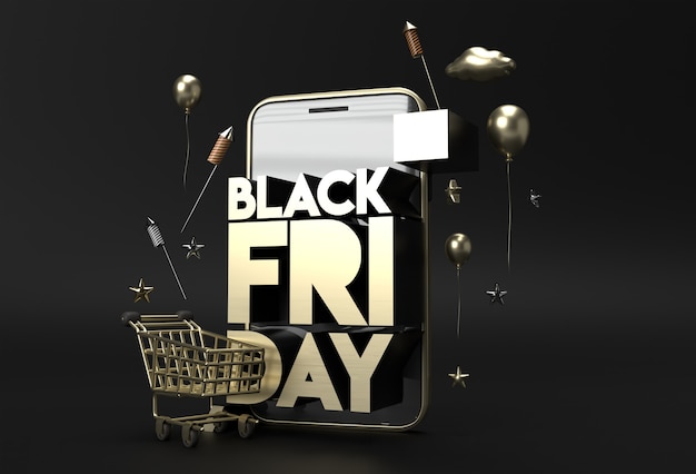 Free Photo black friday sale banner template 3d rendering.