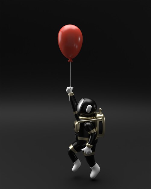 Black Friday Sale Banner Template Astronaut Floating with Balloon