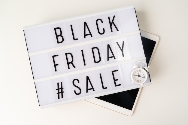 Black friday sale light box above tablet