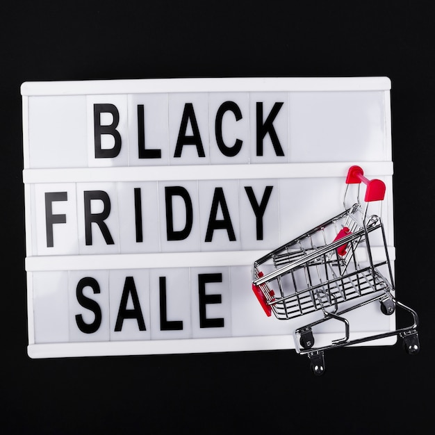 Free photo black friday sale light box with shopping cart