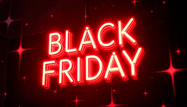 Black friday sales sign neon light