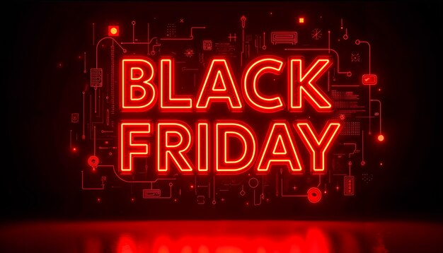 Black friday sales sign neon light