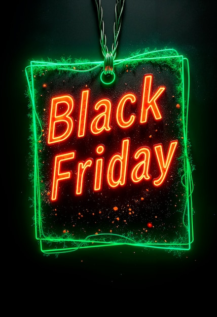 Free Photo black friday sales sign neon light