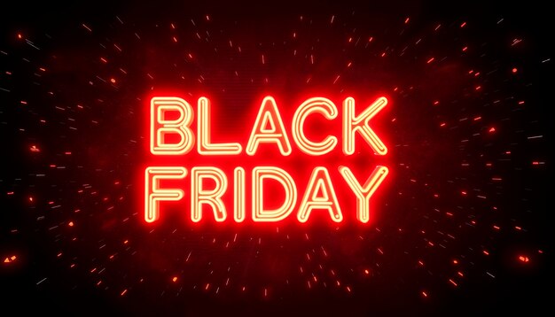 Black friday sales sign neon light