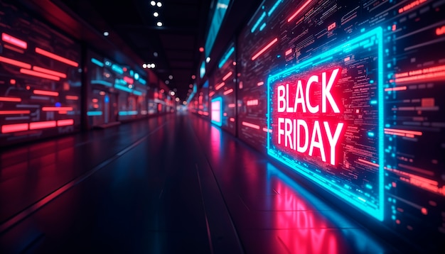 Free photo black friday sales sign neon light