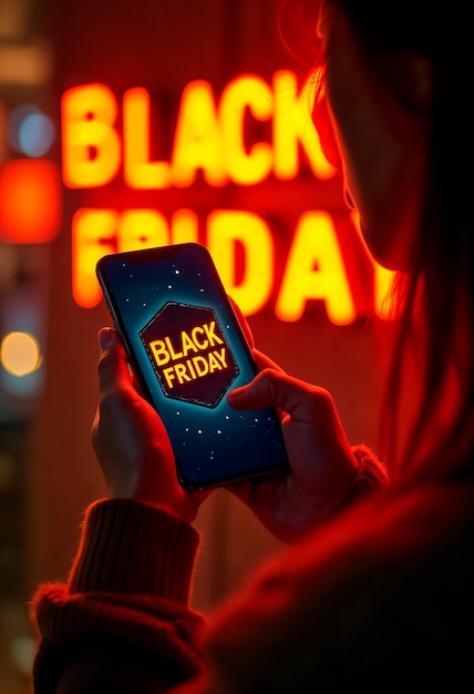 Free Photo black friday sales sign neon light