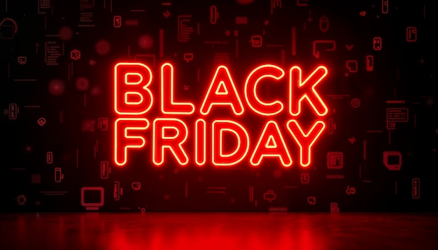 Black friday sales sign neon light