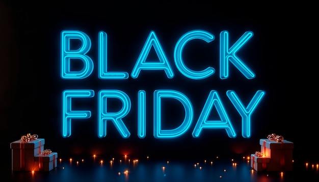 Free photo black friday sales sign neon light