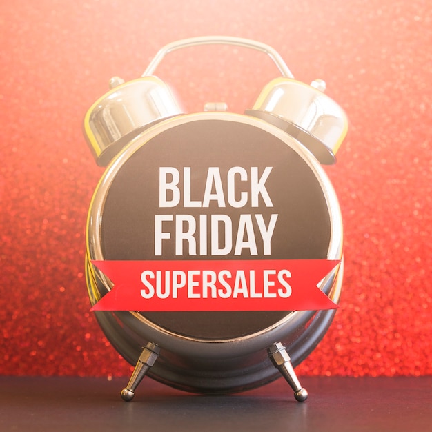 Free Photo black friday super sales inscription on clock 