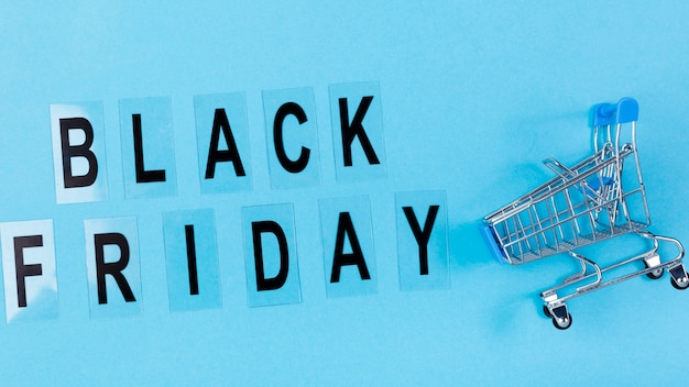 Free Photo black friday text with shopping cart