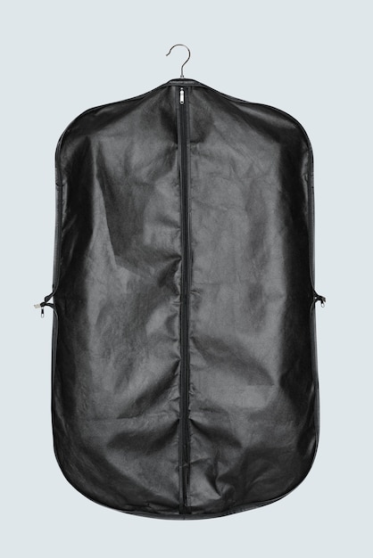 Free photo black garment bag for suit storage and protection