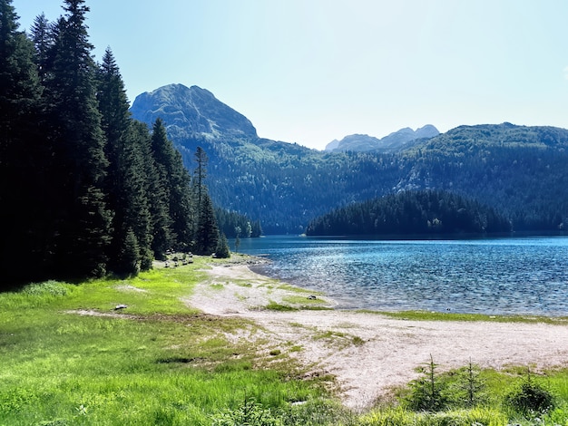 Free photo black lake in montenegro