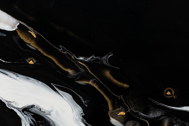 Free Photo black liquid marble background abstract flowing texture experimental art